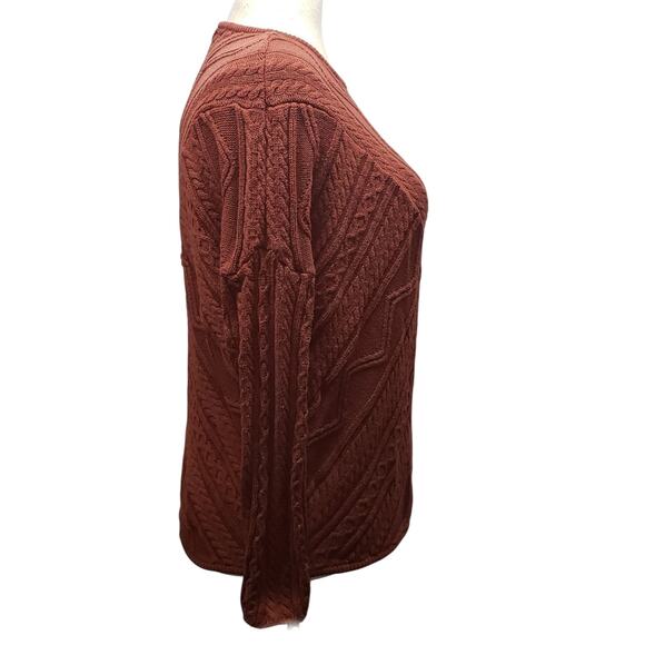 Left on Houston Rust Sweater Sz S Oversized Geometric Knit Retro Boho Cozycore - Picture 2 of 8